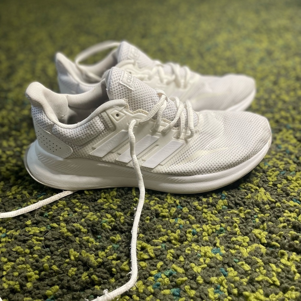 Adidas all white running shoes